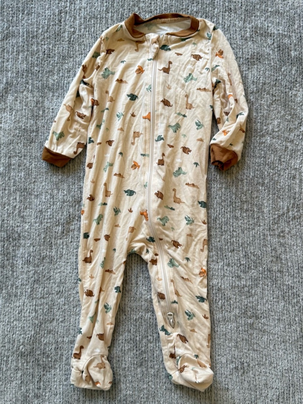 Milkberry Dinosaur Footed Pajama Sleeper Bamboo Zip 3-6M‎